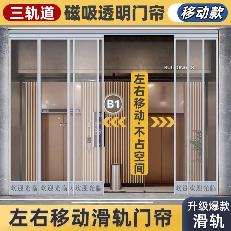 Magnetic Air-Conditioning Door Curtain, Windproof PVC Transparent Soft Door Curtain, Home Insulation for Summer, Commercial Store Sliding Partition Curtain