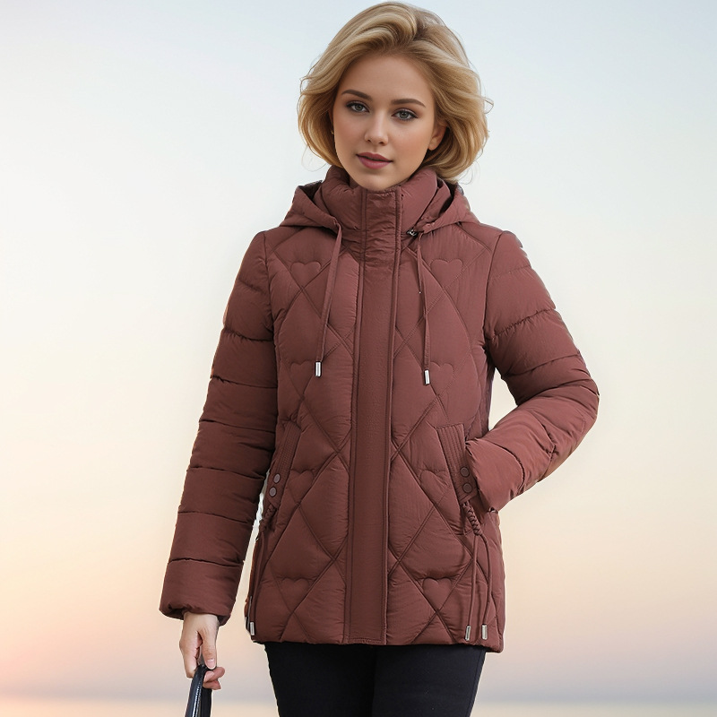 Women's Clothing Large size hooded winter mother's new fashion cotton coat warm middle aged slim short Warm jacket cotton coat_voghion.com