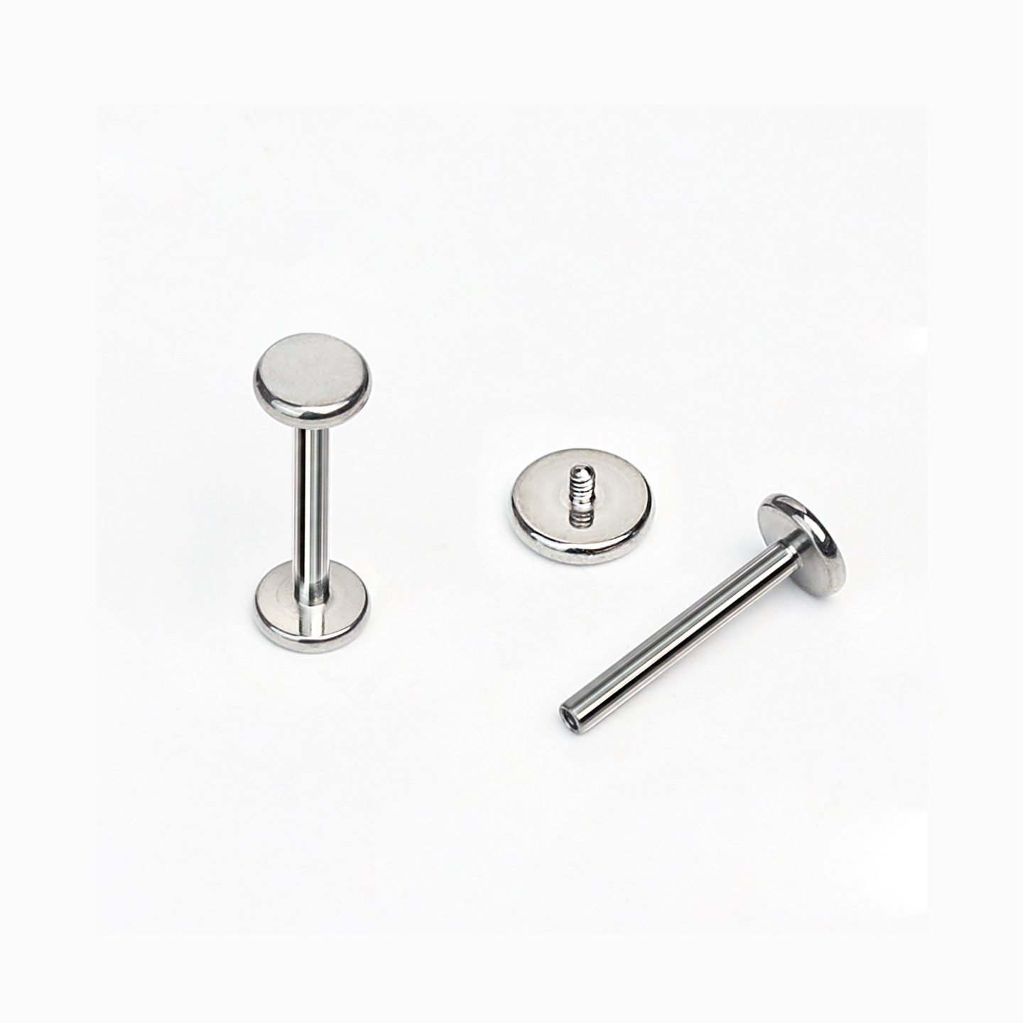 F136 Titanium Flat Lip Stud Labret Internally Threaded 0.9mm Round Disc Head Ear Bone Piercing Jewelry detail image 8