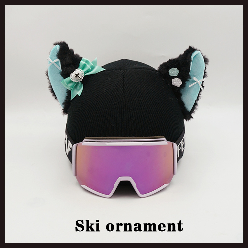 Universal Helmet Cover Gliding Stereo Big Ear Black Green Skiing Snowboard Motorcycle (Auto Parts and Accessories) - stereo-big-ear-black-green-helmet-cover-only