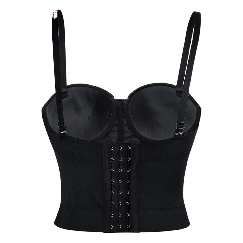 Top corto sexy con espalda descubierta, corsé ajustado de PU, top corto con tirantes y cintura entallada, muy vendido en el Sudeste Asiático.