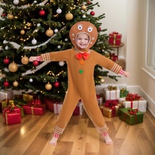 新款儿童cos演出服圣诞节服装姜饼人卡通造型万圣节派对表演套装