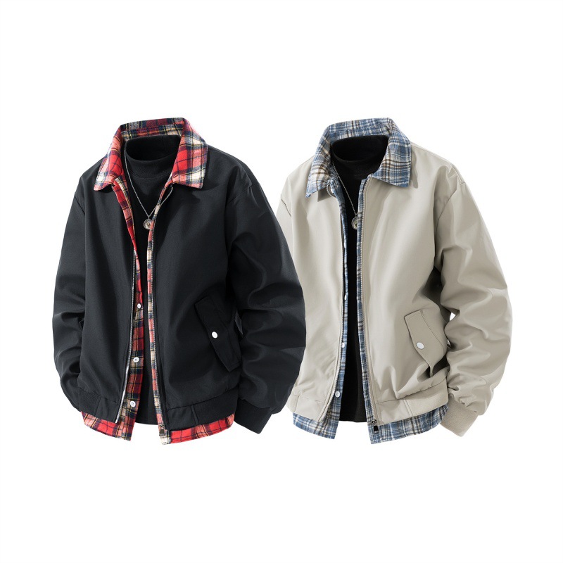 Monochrome Man – Zweiteiliger Cross-Border-Anzug für Damen und Herren, Herbst 2026, neuer Stil, Patchwork, Farbblock, lockerer Schnitt, Fliegeranzug_voghion.com