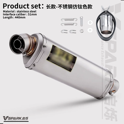 motorcycle modification exhaust pipes, Motorcycle exhaust pipe - style-6-440mm-stainless-steel-in-titanium-color-imitation
