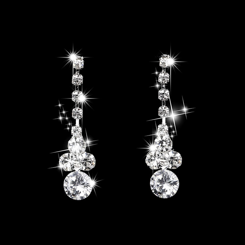 Necklace and earrings for bride, bracelet, set, zirconium, 2 piece set