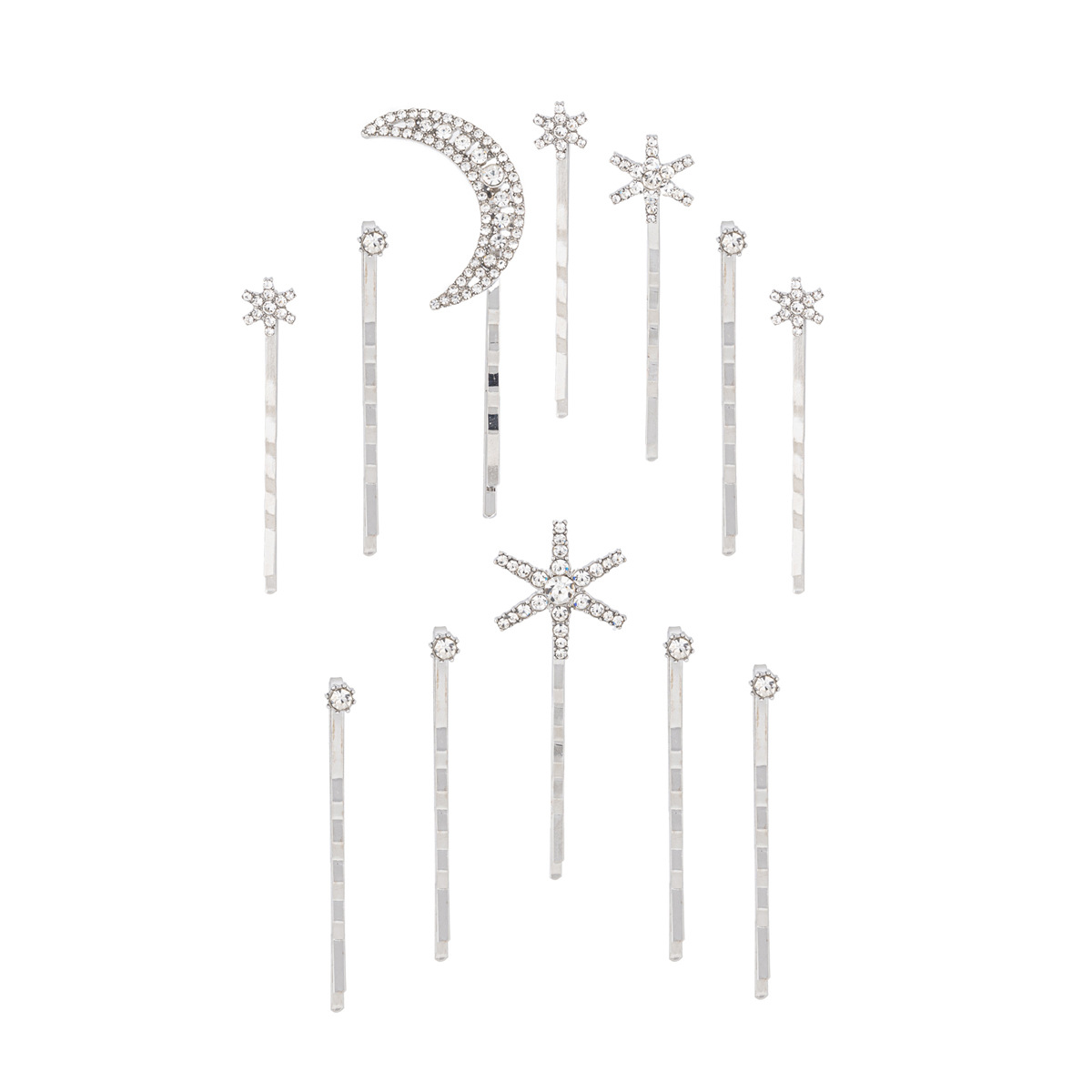 Sweet, Shiny Style Sweet Shiny Women's Star Moon Rhinestone Hair Pins