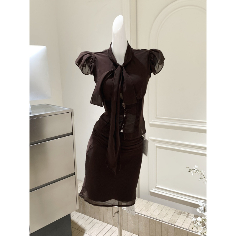 The Goddess of Beauty Descends: Pure Desire Hollow Out Ruffled Blouse and Bodycon Mermaid Skirt Set The Goddess of Beauty Descends: Pure Desire Hollow Out Ruffled Blouse and Bodycon Mermaid Skirt Set