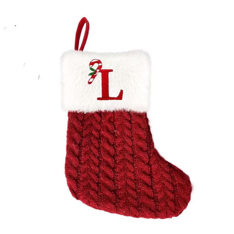 クロスボーダークリスマス装飾品刺繍アルファベットニット靴下子供キャンディーギフトバッグアルファベットクリスマス靴下ギフトバッグ|undefined