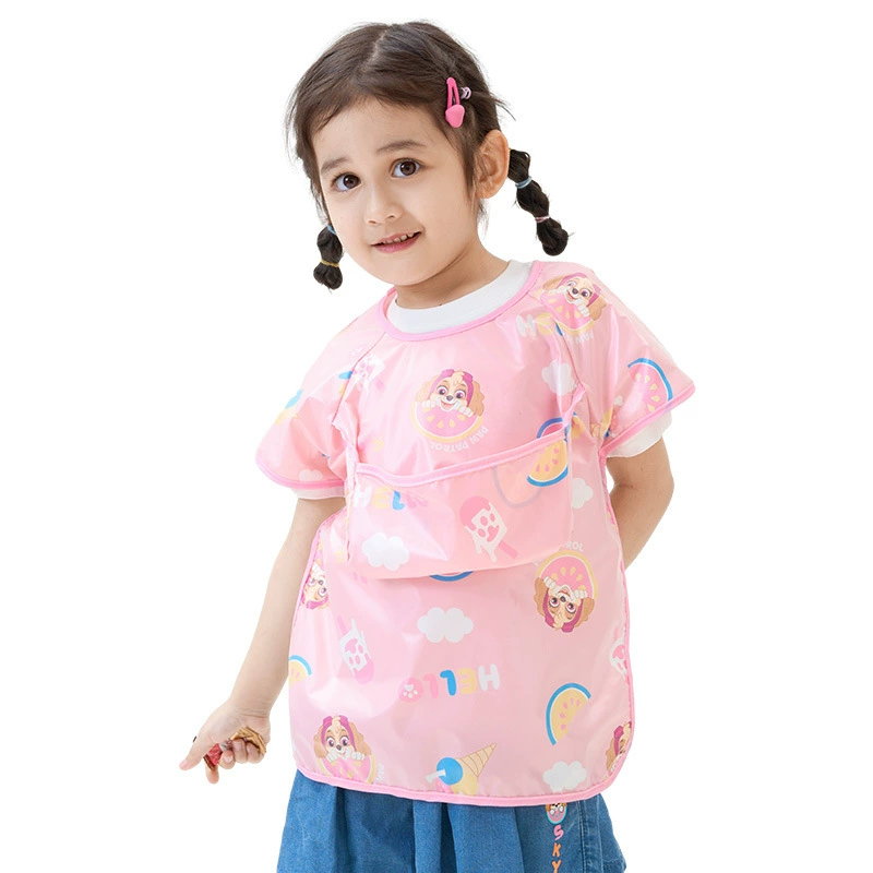 Children's protective eating bib, waterproof drawing apron for early age, with pocket