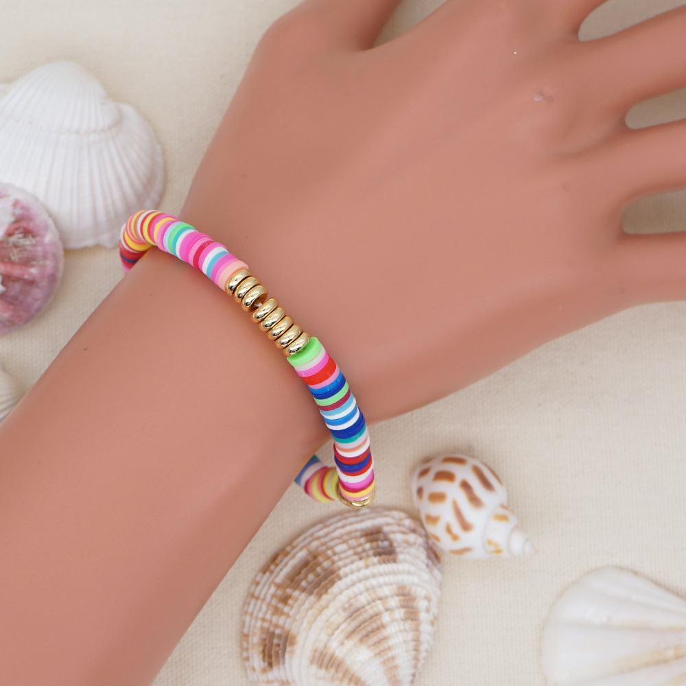 Fashion Letter Colorful soft clay Patchwork Pearl Bracelets