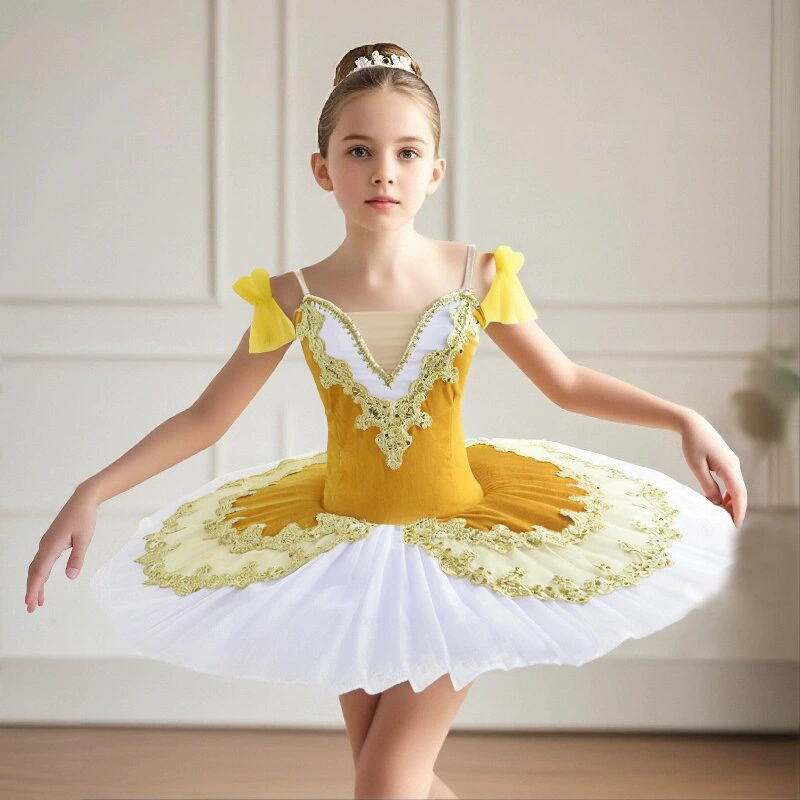 День защиты детей желтая вышитая балетная одежда с печатными платьями юбка для танцев