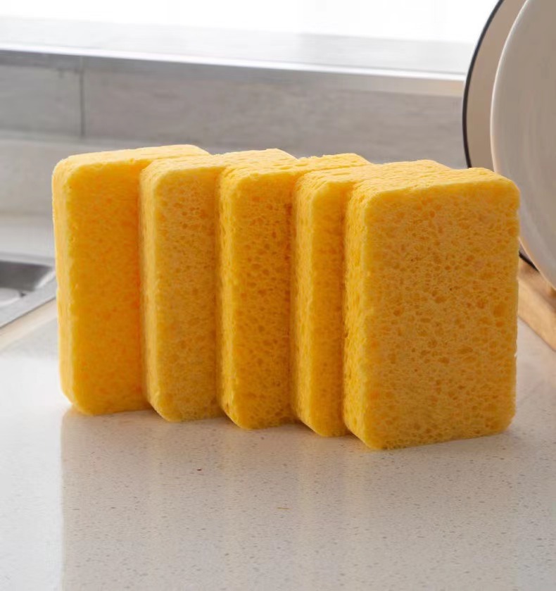 Pulpa de madera natural, cocina de algodón, cepillo para lavar platos, olla, artefacto de esponja engrosada especial, caja de regalo, plato de lavado, duradero para el hogar