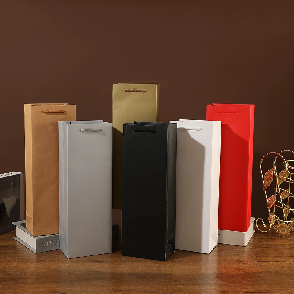 Сумка-тоут для красного вина, бумажный пакет для упаковки одного вина, пакет для сигарет для вина, прямоугольный двойной подарочный пакет для вина