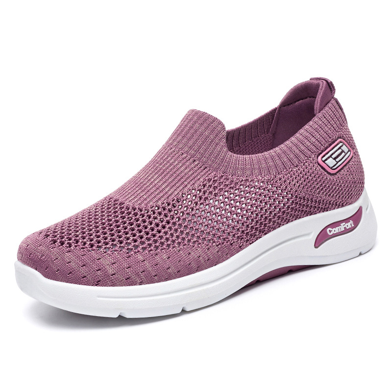 Zapatos de mujer, zapatos transpirables de primavera para mamá, zapatos de regalo al por mayor para exportación, zapatos de malla, zapatos deportivos de suela blanda, sencillos y a la moda.