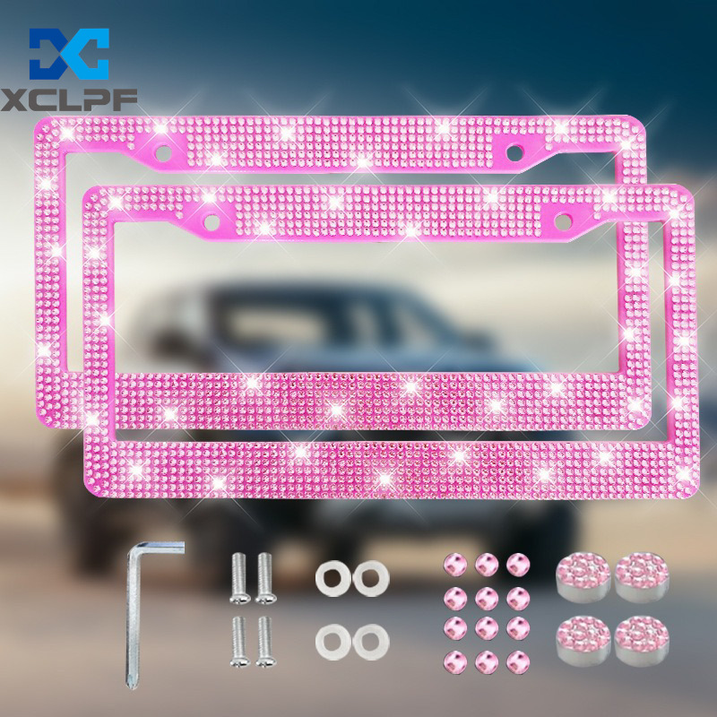 American, Canadian and Mexican Universal Diamond License Plate Frames, Three Styles of Plastic Acrylic Diamond License Plate Frames