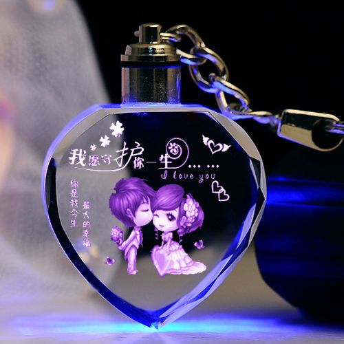 Heart-shaped Couple Crystal Luminous Keychain Creative Gift Girlfriend Girl Boyfriend Confession Gift Bag Hanging Ornaments