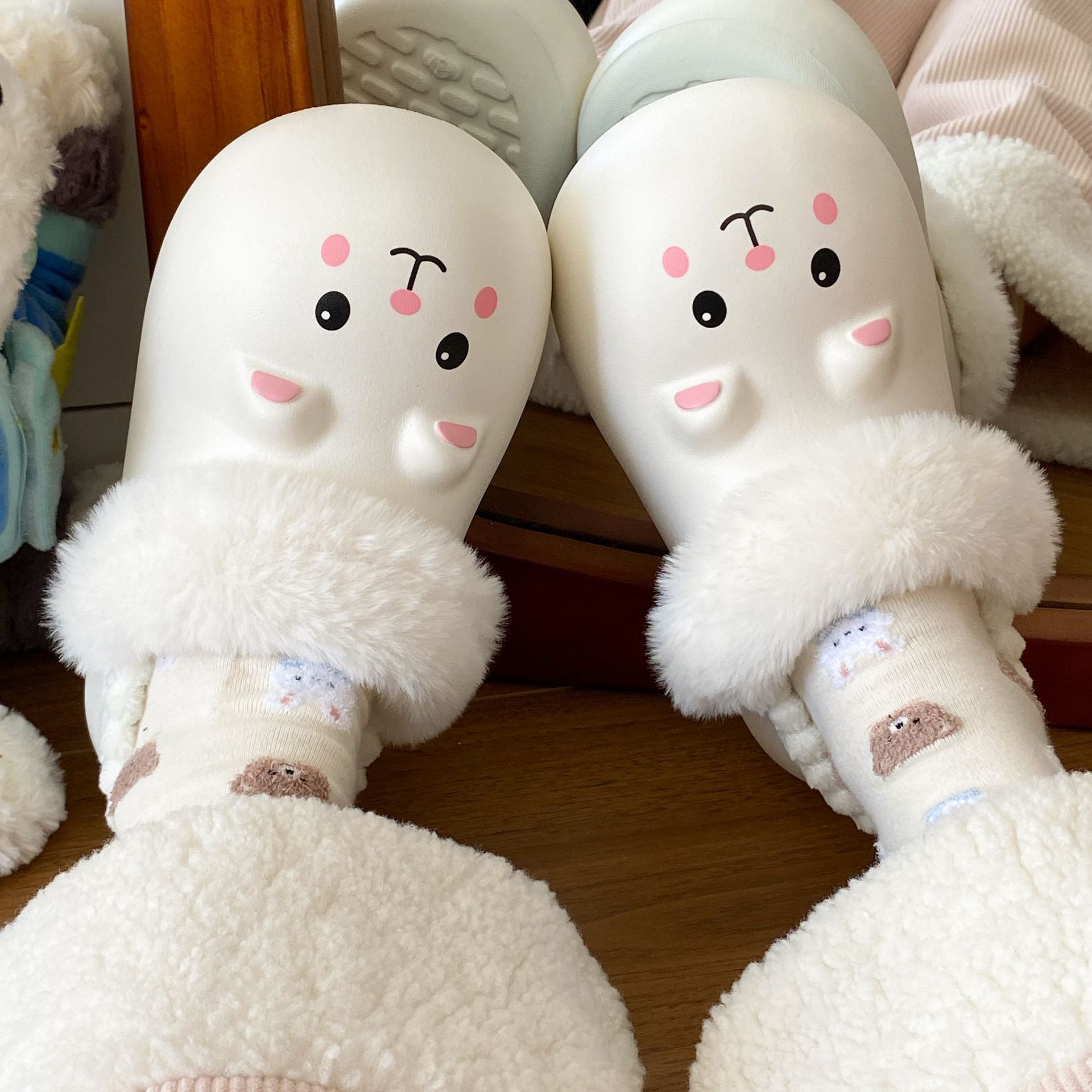 厚底踩屎感棉鞋秋冬季保暖EVA防滑学生情侣居家用外穿棉拖鞋女款