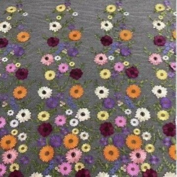 メッシュ片縁立体花ポリエステル刺繍多色アップリケ刺繍母装ウェディングドレスレース生地|undefined