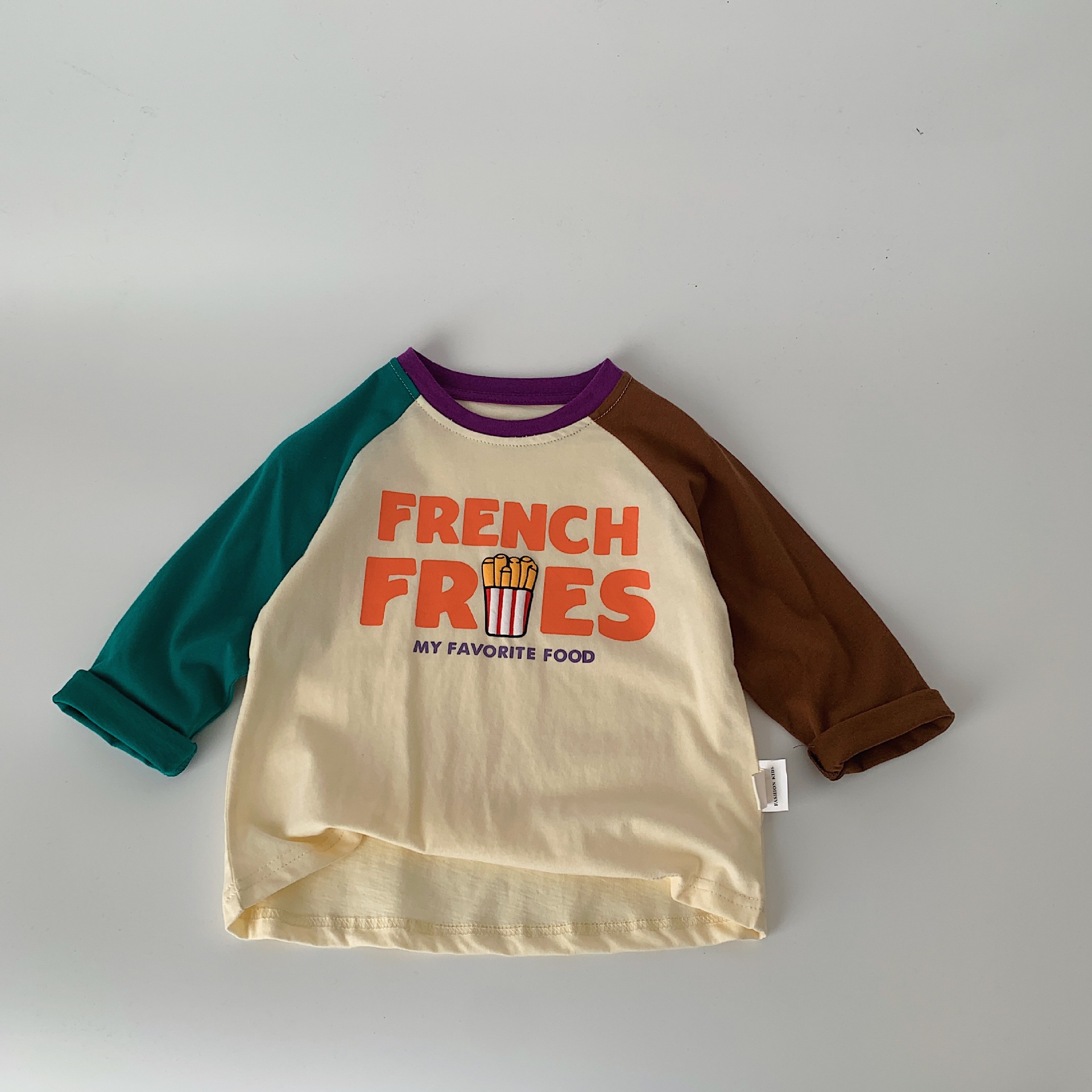 Maibao camiseta casual para niños 2024 primavera nuevos niños y niñas de dibujos animados larga T contraste color Top bottoming camisa