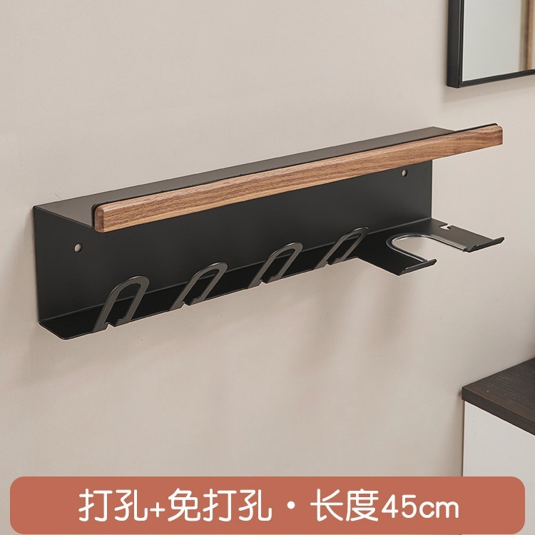 トイレの歯ブラシホルダーの歯のコップの棚の胡桃の木は穴を開けないで壁掛け式の多機能の洗面器の収納棚を掛けます。|undefined