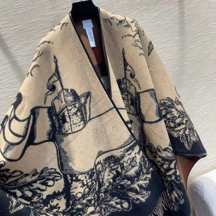 Internet celebrity popular winter Korean version of the classic war horse picture double-sided warm cashmere outer multi-purpose cape shawl cloak
