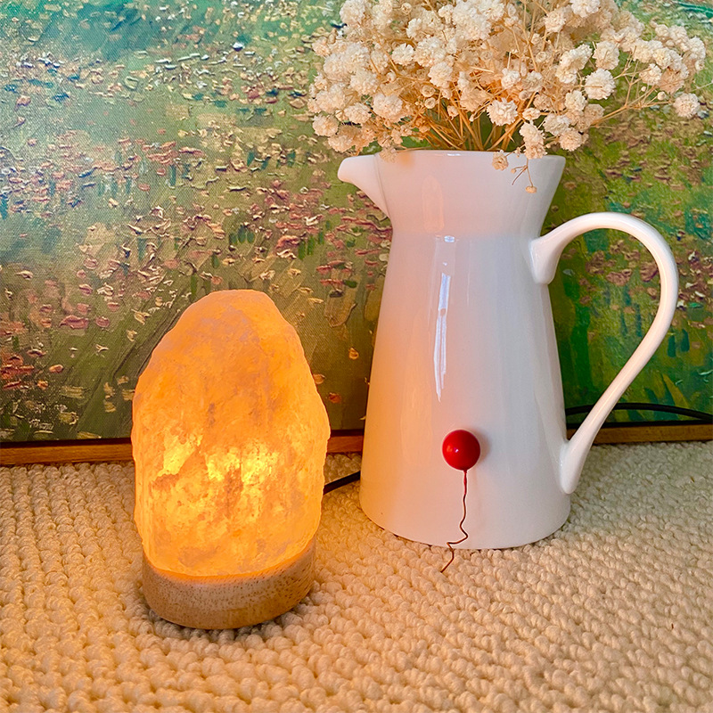 해외 수입 히말라야 천연 크리스탈 소금 램프 로즈 창조적 인 미니 디자인 크리스마스 휴일 학생 선물