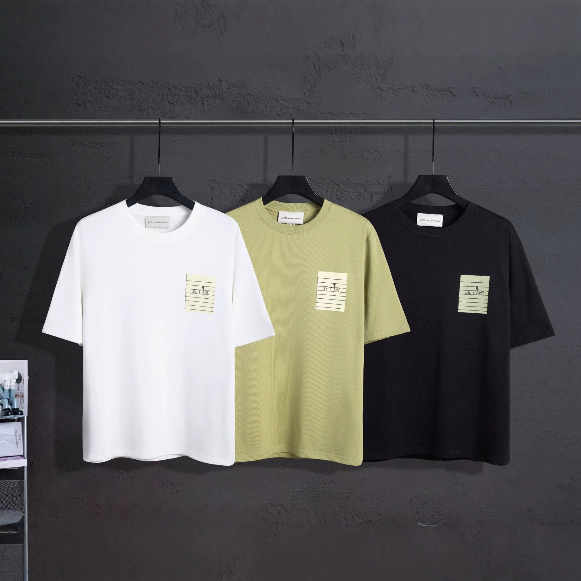 26Ss New Style Ami Small Heart Embroidery Loose T-Shirt Heavyweight Double Yarn Cotton 260g Unisex Short Sleeve