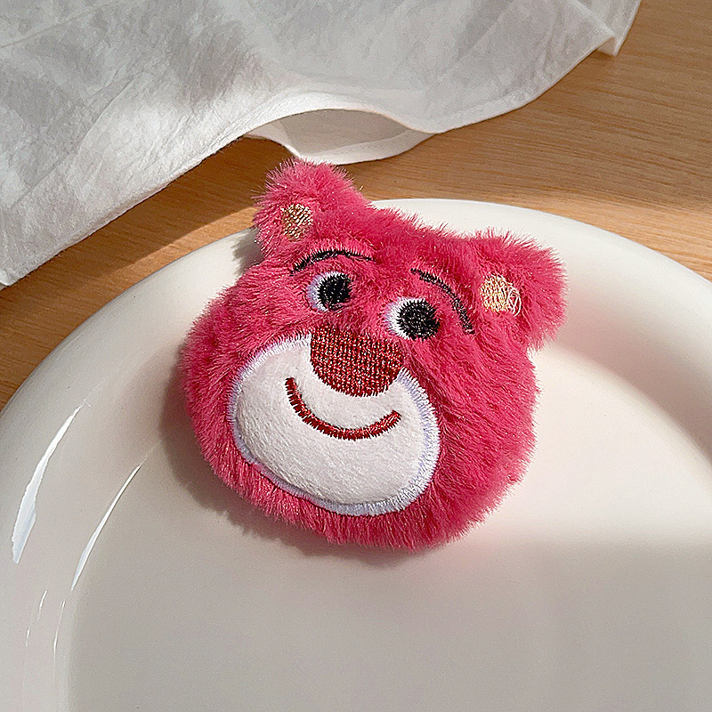 Caricatura peluche fresas osos accesorios para el cabello adorables animales tocaduras DIY broches joyas al por mayor