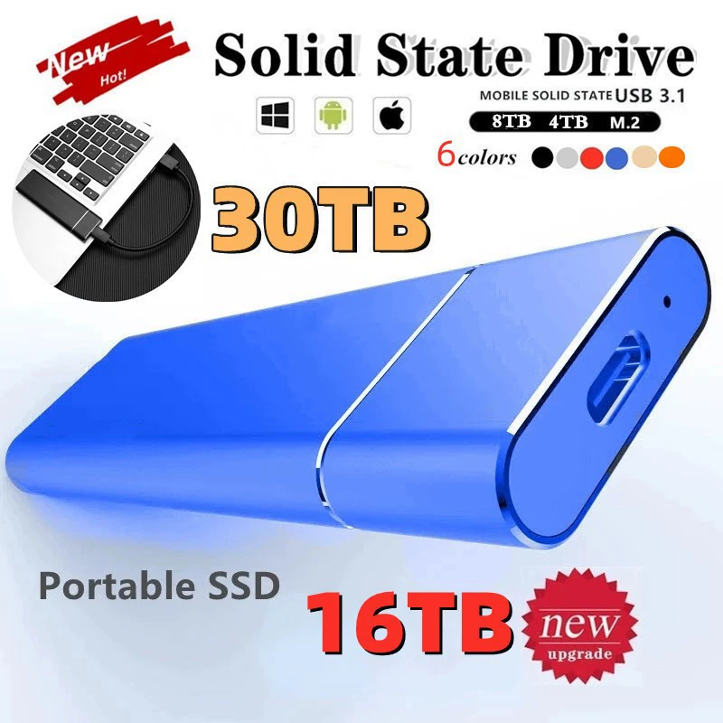 Портативный расширитель, 500 ГБ–128 ТБ, USB интерфейс, тонкий металлический корпус