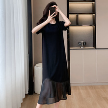 a字裙韩国气质160斤女神范藏肉遮肚子连衣裙裙子休闲外贸时髦过膝