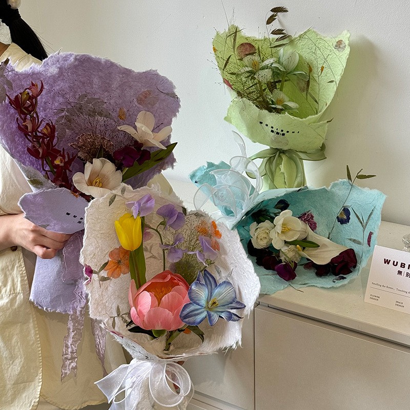 Flores desmenuzadas, pétalos reales, papel de envoltura de papel Dongba, papel de envoltura de flores, floristería de alta calidad, suministros, papel de envoltura de ramo