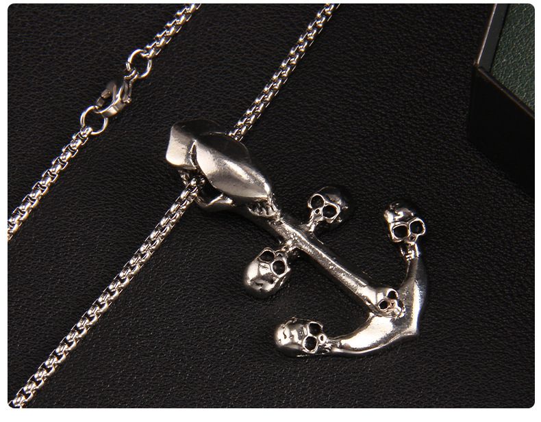 Punk Anchor Skull Stainless Steel Alloy Plating Unisex Pendant Necklace 1 Piece display picture 1