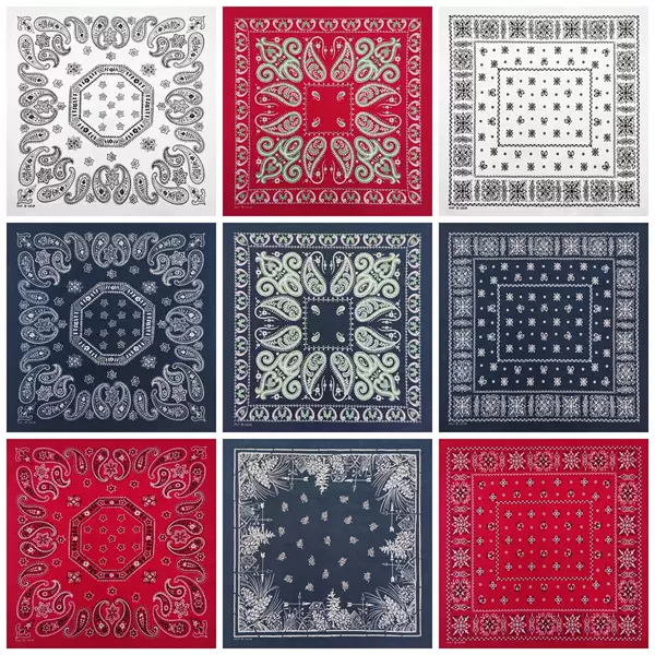 Factory Direct Sales of New Pure Cotton Retro Printed Square Scarves, Casual Hip-Hop Street Dance Outdoor Cycling Decorative Headscarves and Face Scarves