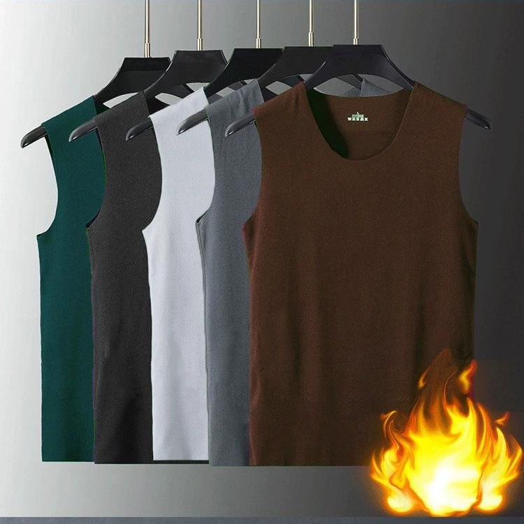 Немецкий бархатный терможилет, Мужская одежда, нижняя осенне-зимняя Шлифовка с флисовой подкладкой, бесшовный жилет без рукавов с постоянной температурой