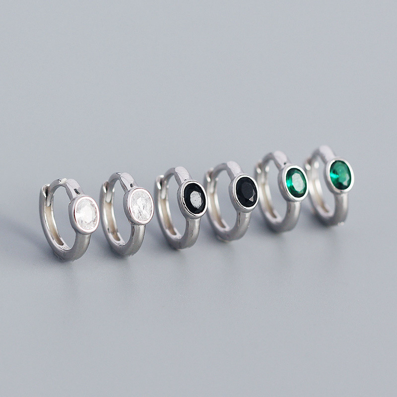 Fashion Style 1 Pair 925 Sterling Silver Zircon Geometric Earrings