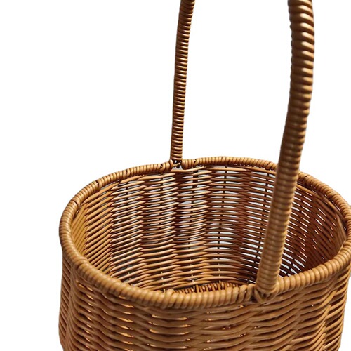 Elongated Basket in Vintage Style, Hand-woven from Natural Rattan, Manufacturer Supply, Illustration of a Picnic Fruit Basket, Wholesale