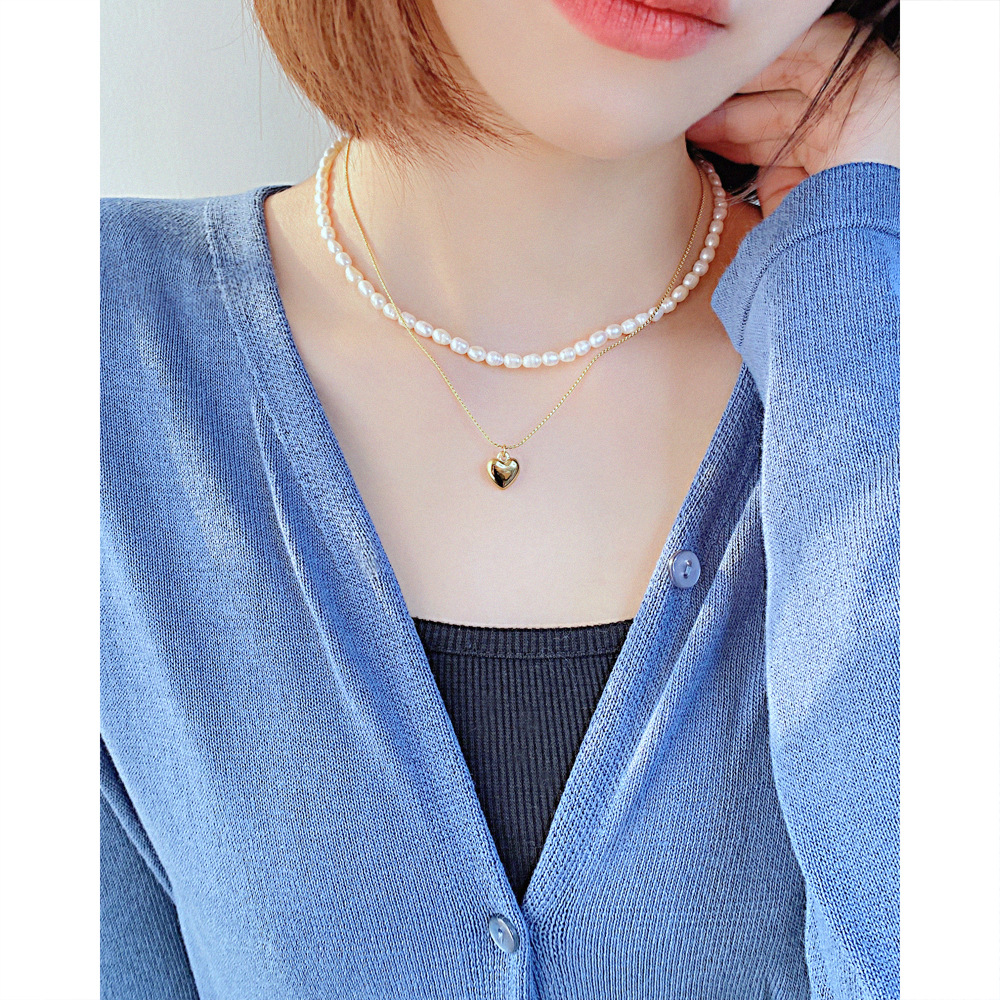 Stainless Steel Titanium Steel Fashion Plating Geometric Natural Freshwater Pearl Necklace display picture 2