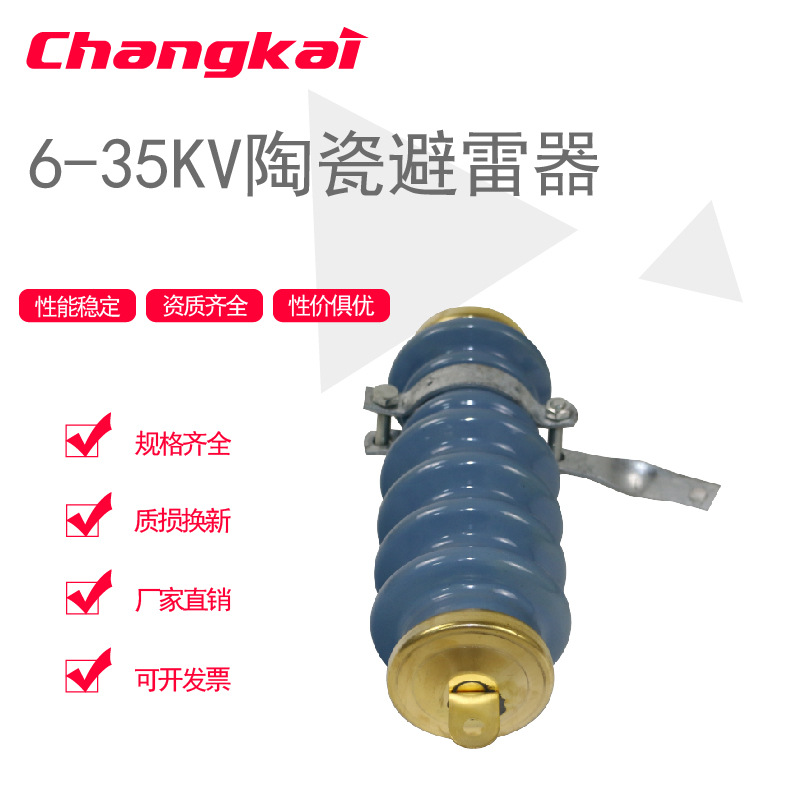 Y5WS-17/50FT蓝色白色新型陶瓷氧化锌避雷器10kv高压免维护避雷器