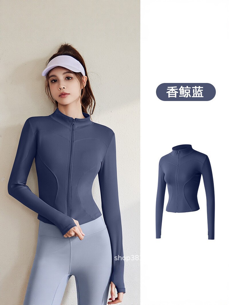 Cross-border TK explosión chaqueta deportiva manga larga correr delgada alta elástica fitness yoga chaqueta chaqueta de protección solar de mujer image 5