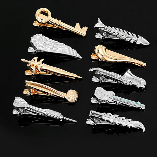 Cross-border best-selling men's shirt suit tie clip minimalist business formal silver blue tie clip