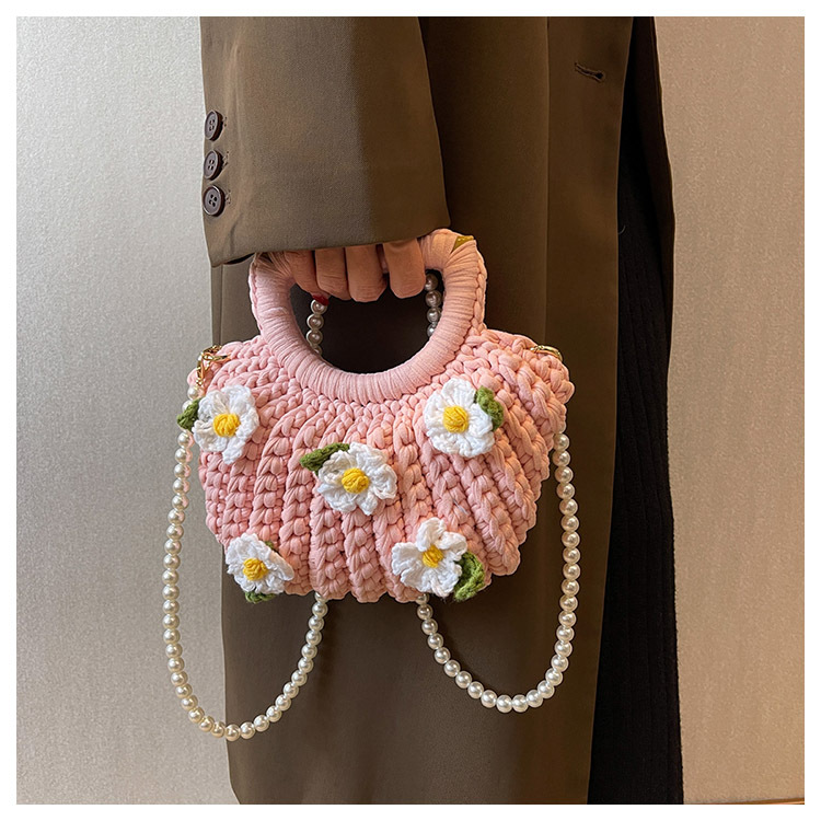 Women's Medium Fabric Flower Cute Weave Open Crochet Bag display picture 20