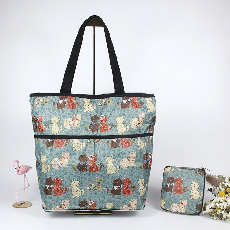 М compressed cartoon folding handheld shopping bag, вместительная льняная сумка, ткань оксфорд, корейский стиль