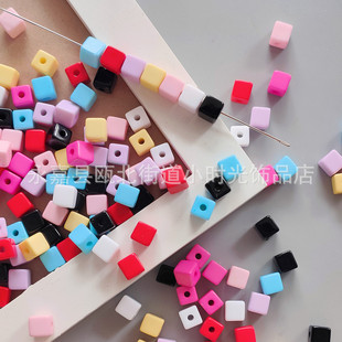 New Solid Color Mini Square Acrylic Straight Hole Beads DIY Jewelry Accessories Mobile Phone Chain Necklace Material
