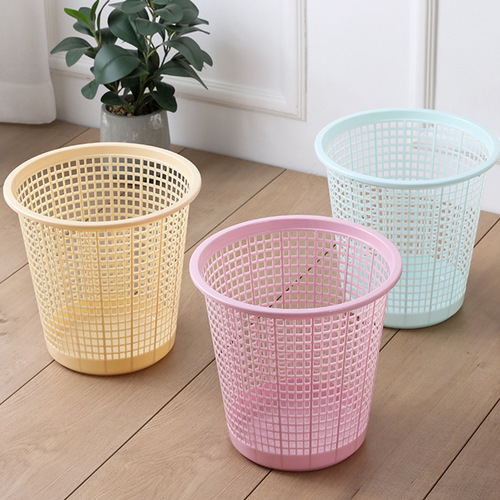 Simple Home Hollow Plastic Waste Bin without Pressure Ring Paper Basket Minimalist Kitchen Bathroom Storage Bin
