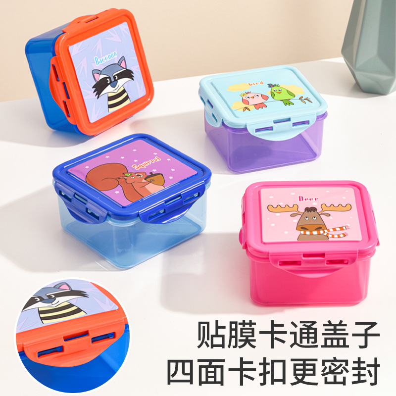 Comercio exterior transfronterizo retráctil flash colorido película de dibujos animados caja de preservación de frescura rectangular cuadrada redonda sellada caja de almacenamiento de bocadillos