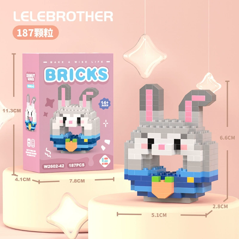 Micro‑block cartoon doll constructor (Lego style), strawberry & mini bears, blind box, micro pieces