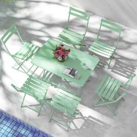户外网红咖啡厅折叠桌室外摆放奶茶店防晒塑木桌露天商业防水桌椅