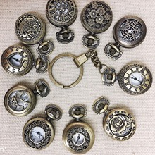 外资怀表厂家 复古小号石英表 时尚罗马爱心镂空齿轮挂表怀表批发