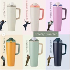 Owala freesipタンブラー40オンスステンレススチールハンドル付大容量ダブルドリンク車載アイスカップ