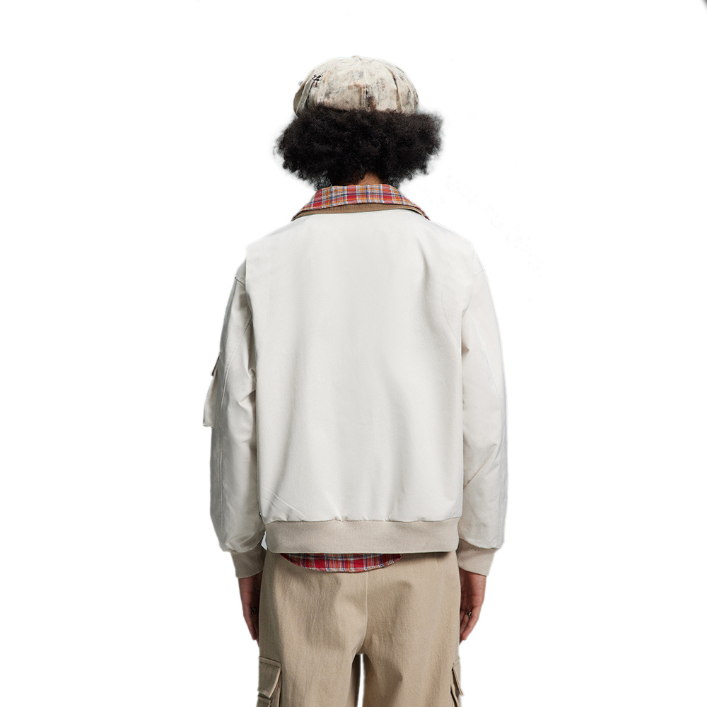 Stylische Arbeitsjacke für Herren – Übergroßer Streetwear-Mantel mit kontrastierendem Kragen und Knopfdesign | Punk-Ästhetik | Polyester | Lässige Oberbekleidung_voghion.com